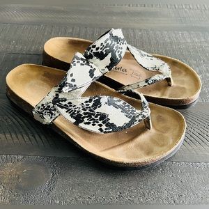 Birkenstock Betula Bombay Sandals Black White Leaf Size 9